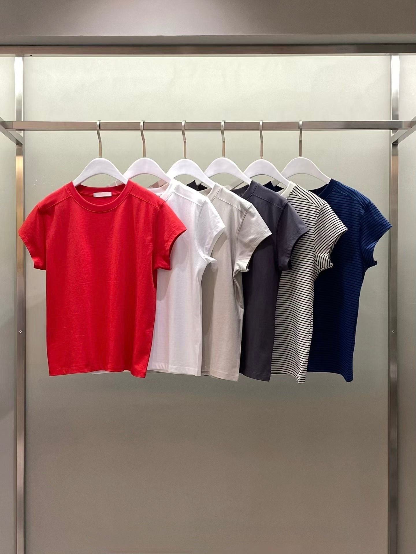 顯瘦小飛袖圓領綿質Tee (6 Colors)