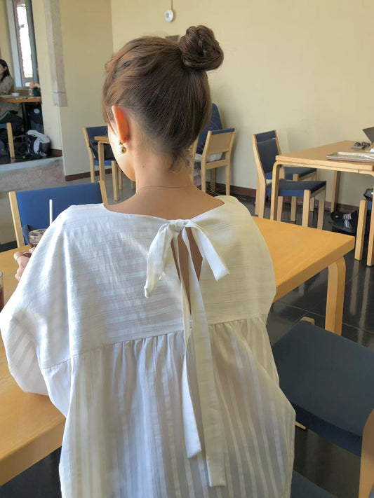 後蝴蝶結綁帶Blouse