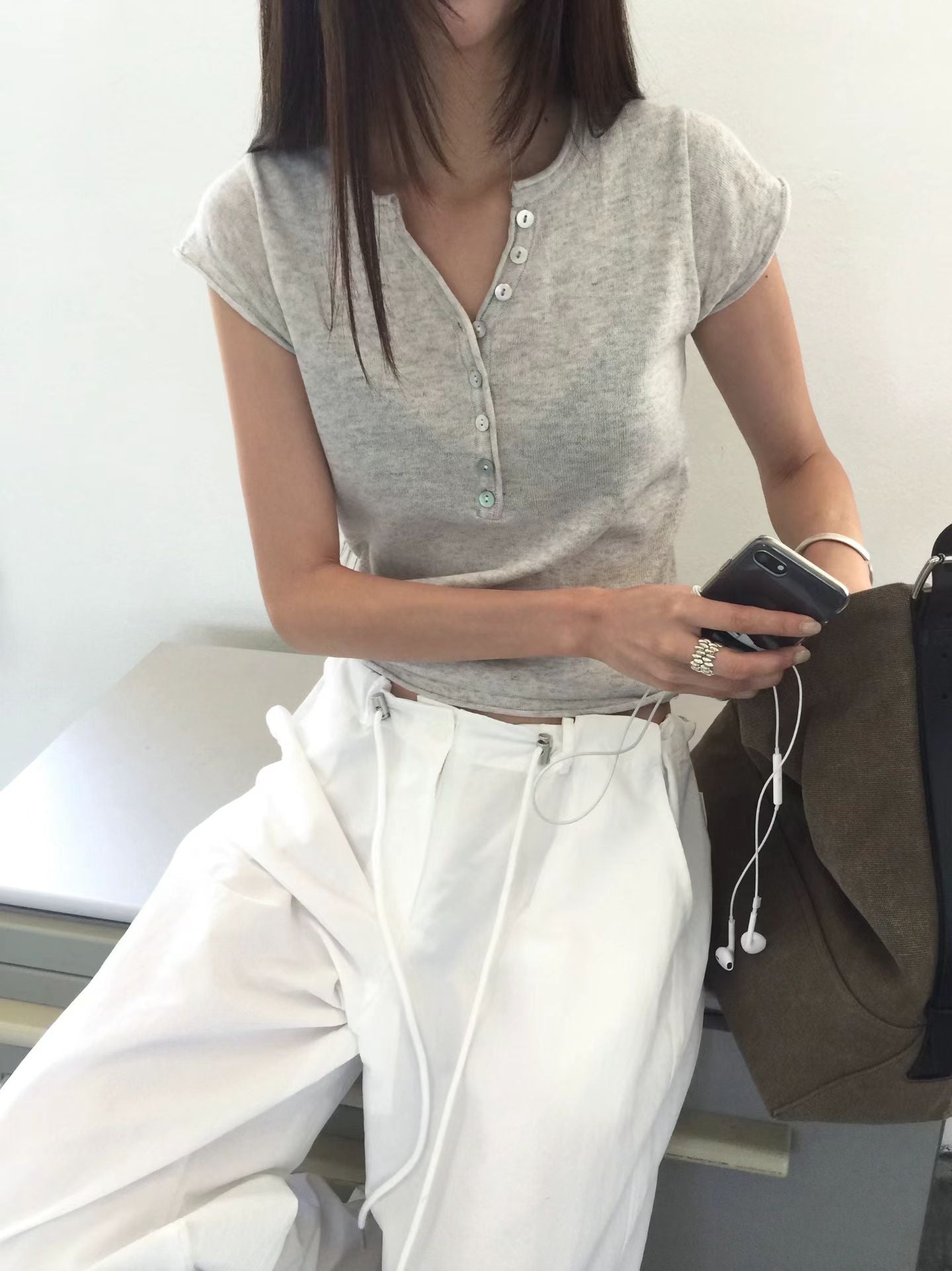 舒適亨利領短袖修身Tee (5 Colors)