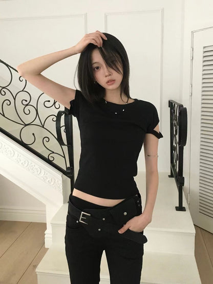 俐落顯瘦修身短袖Tee (3 Colors)