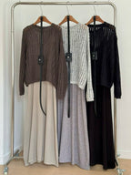 鏤空針織連身裙套裝 3色