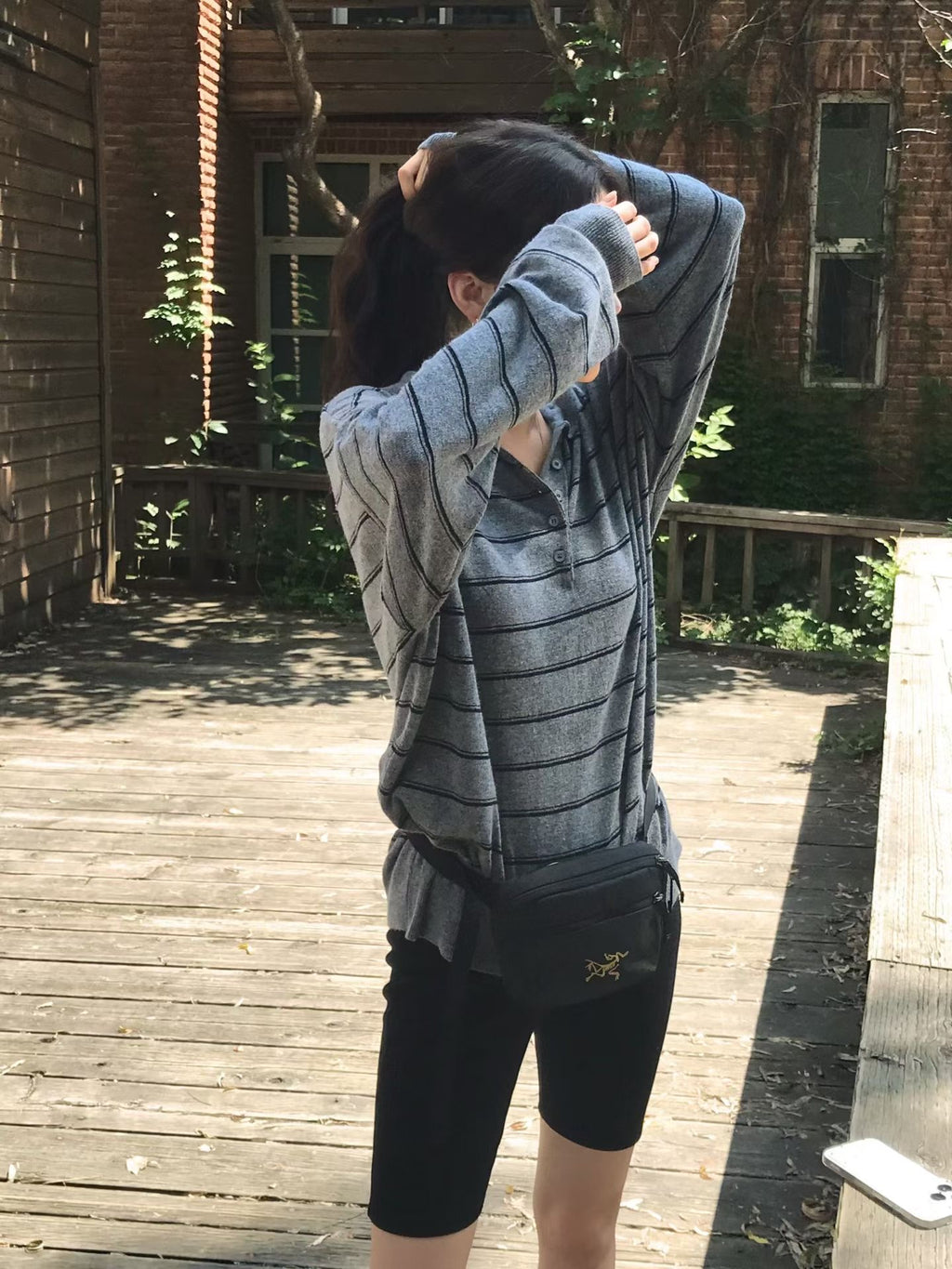 翻領條紋針織上衣 3色