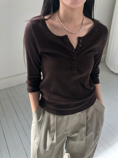 Button-Front Short Sleeve Tee (3 Colors)