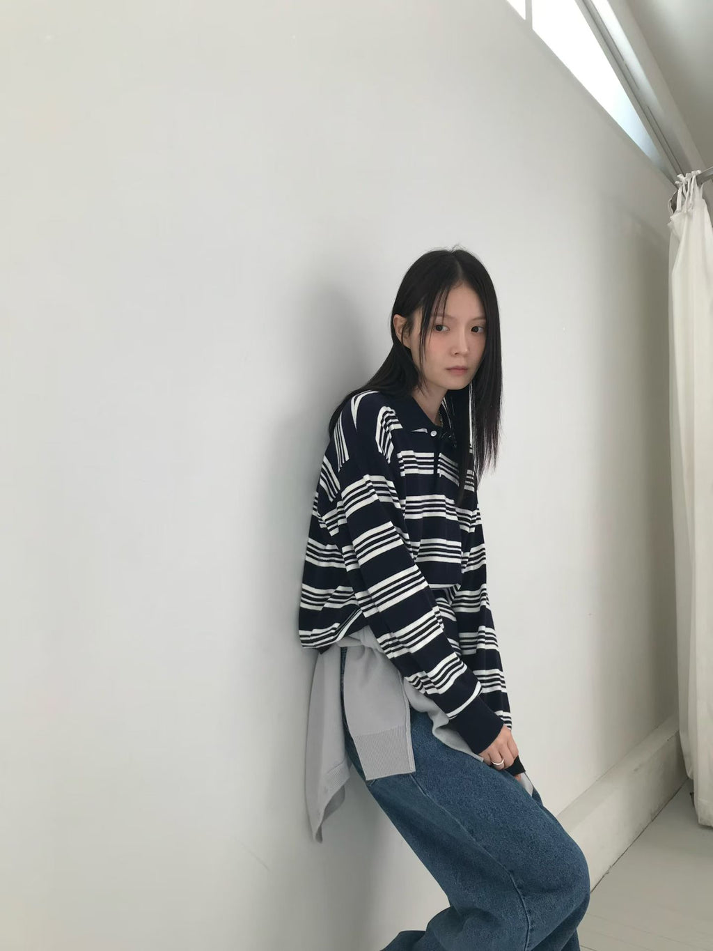 條紋翻領針織上衣 3色