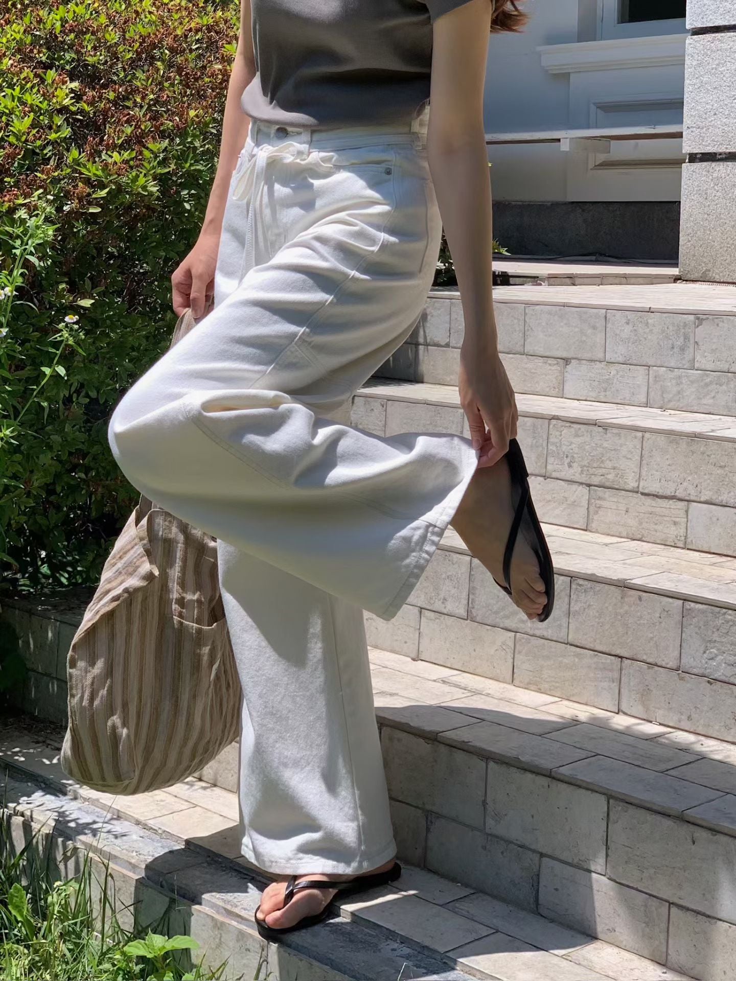 休閒條紋tote bag (2 Colors)