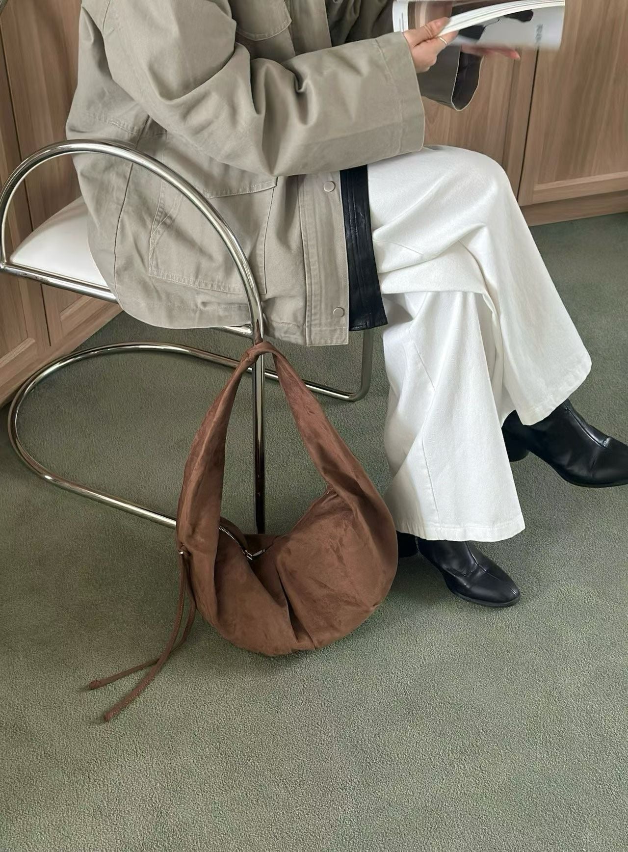 蛋形麂皮袋 3色