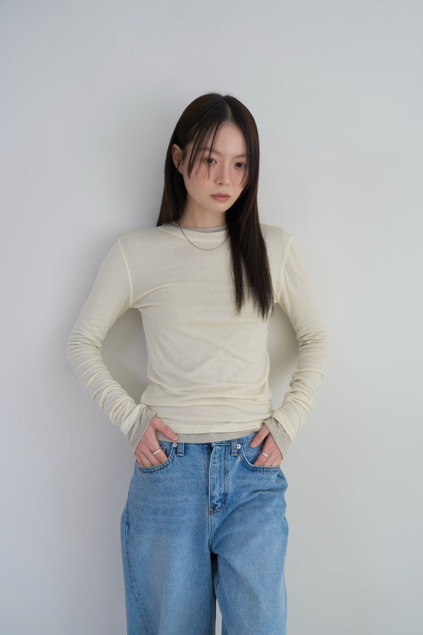 棉質寬鬆牛仔褲