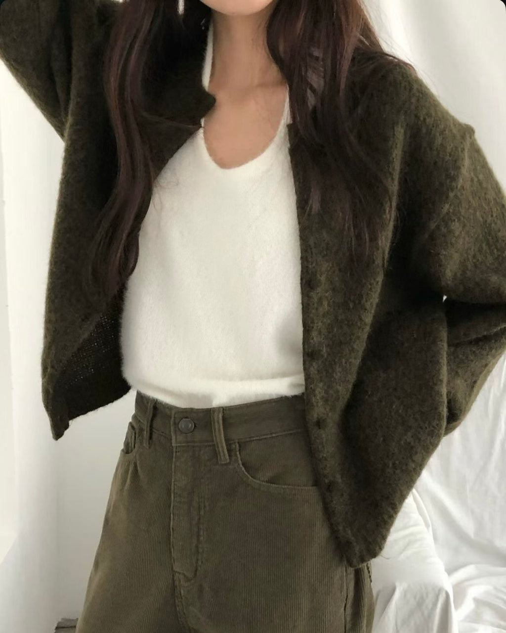 馬海毛圓領針織外套 4色