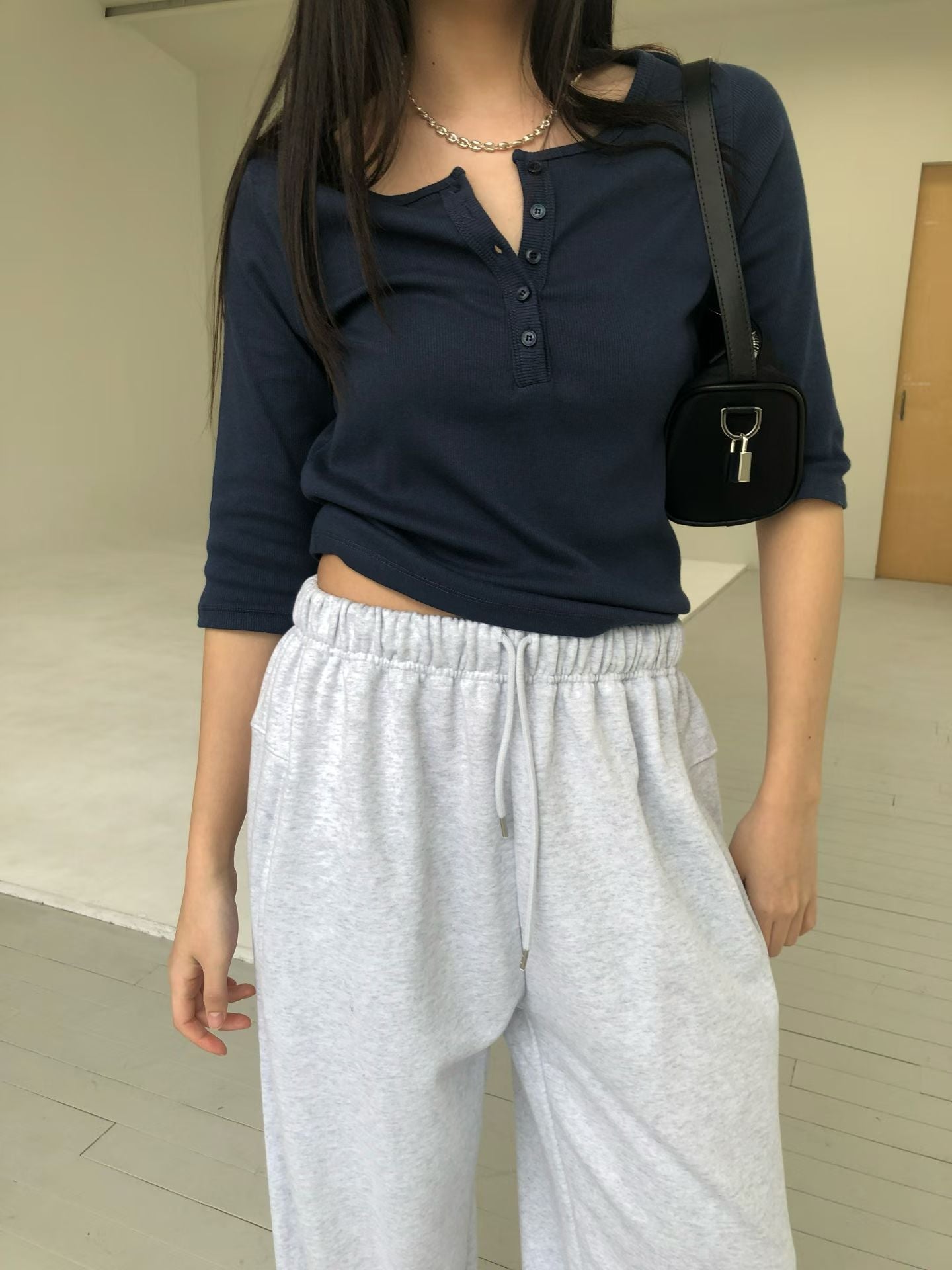 鈕扣短袖Tee (3色)