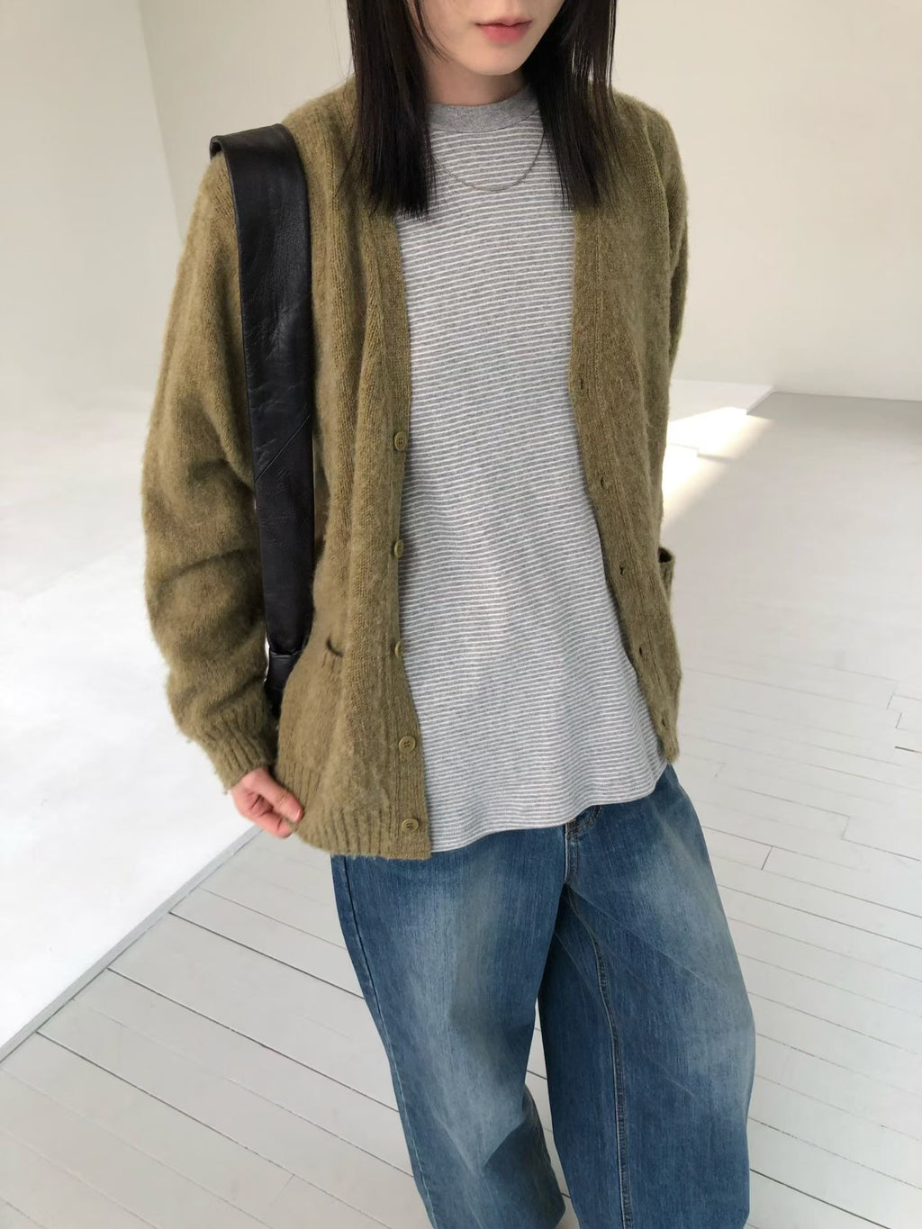 V領排釦針織外套 5色