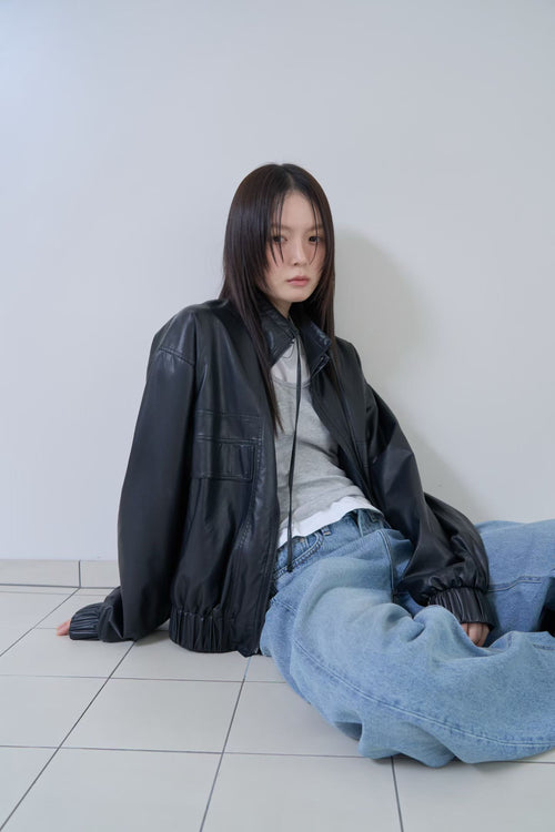 Faux Leather Harrington Jacket