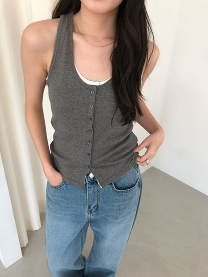 Minimalist Button-Front Tank Top (3 Colors)