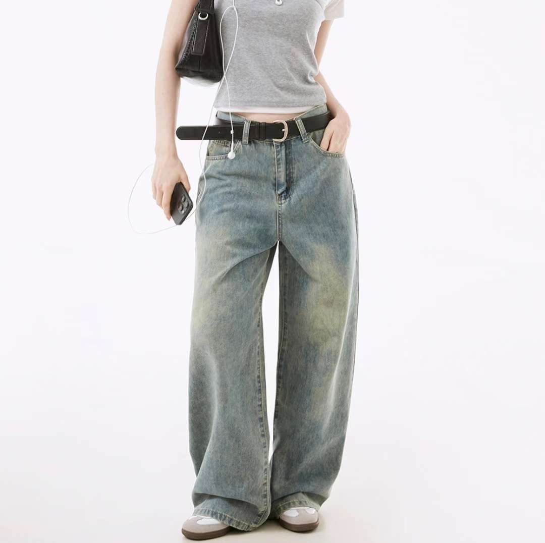 寬鬆直筒牛仔褲