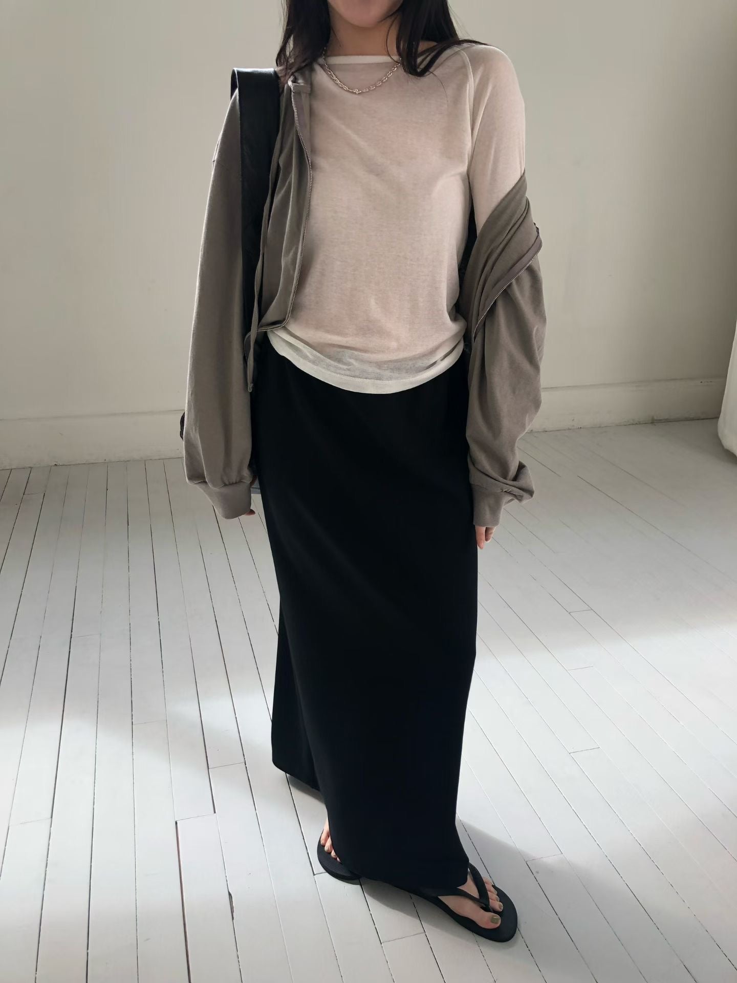 棉質連帽雙向拉鍊外套