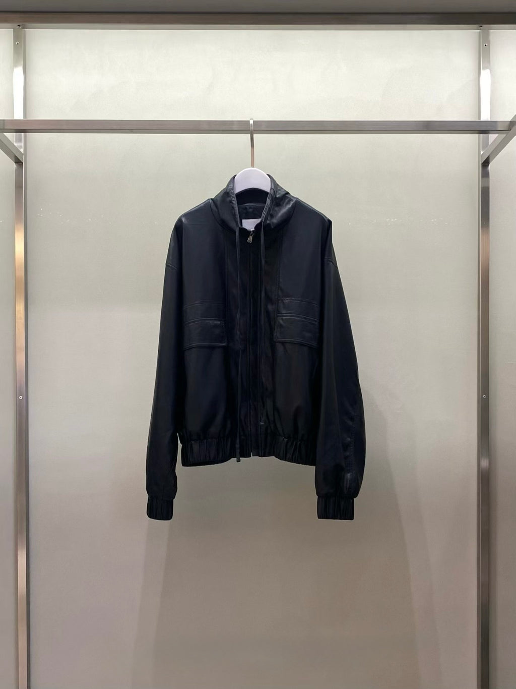 Faux Leather Harrington Jacket