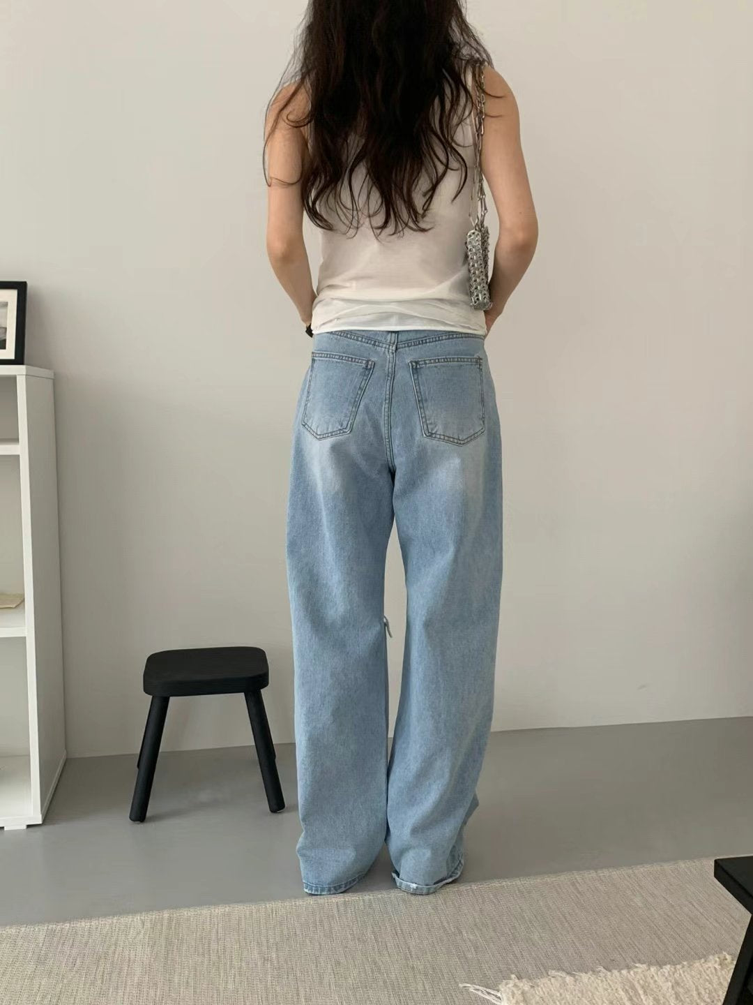 涼感破洞牛仔褲