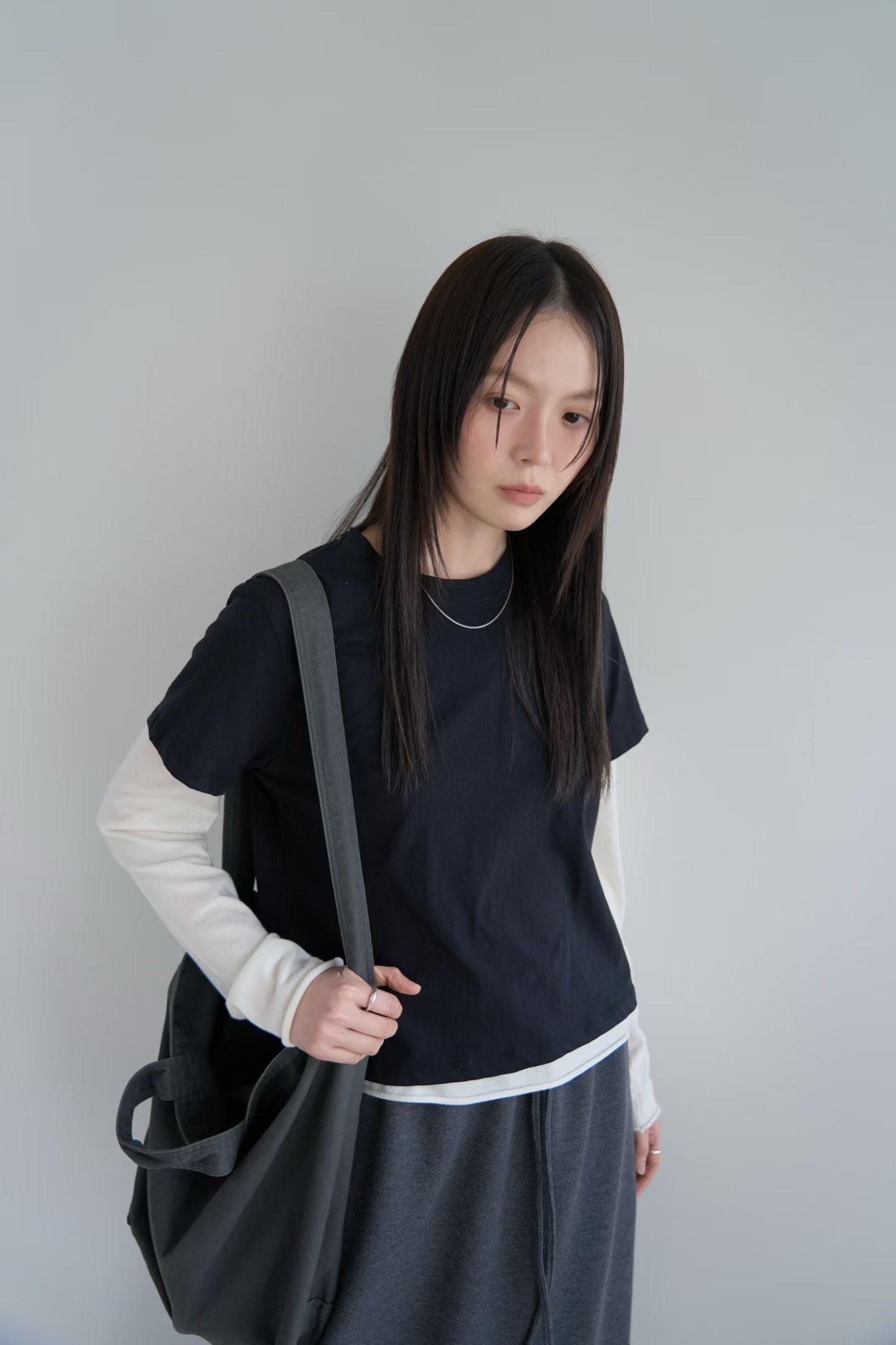 抽繩開叉長裙 (2色)