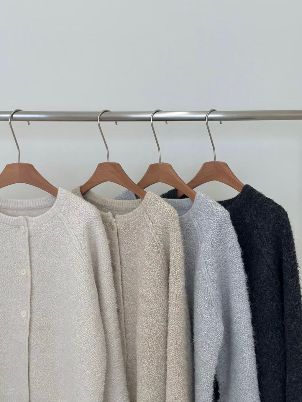 圓領淨色針織外套 4色