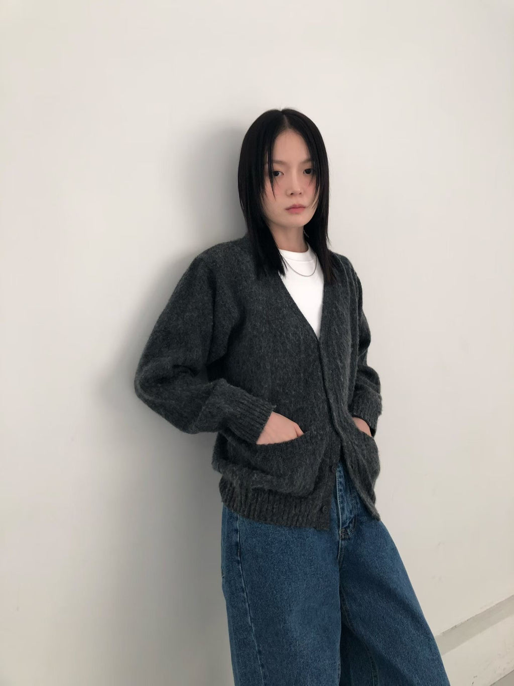 V領排釦針織外套 5色