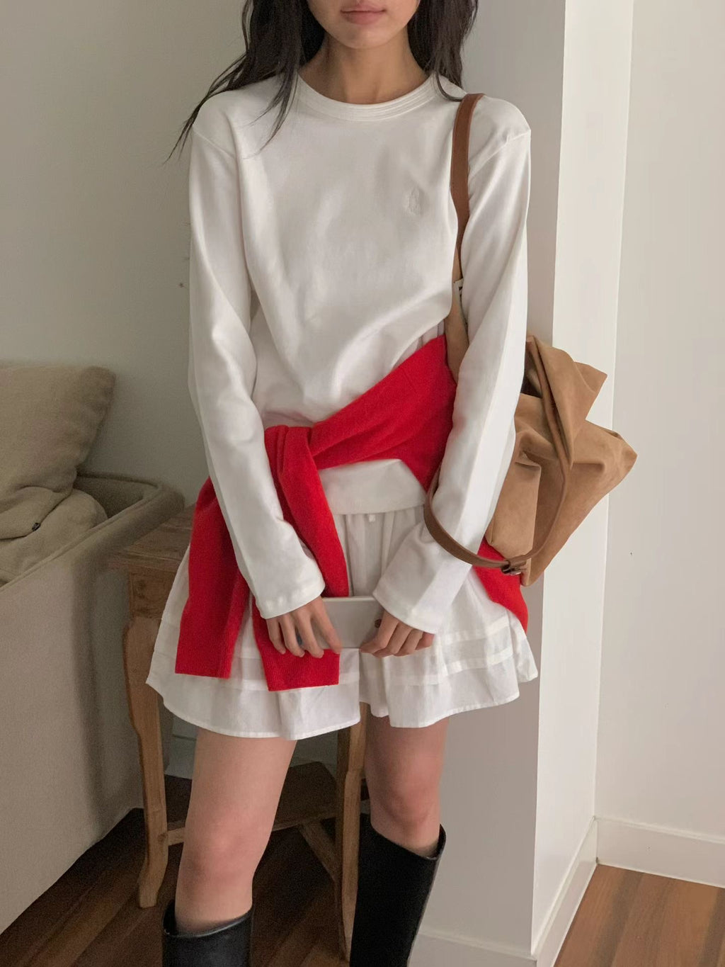 圓領淨色長袖Tee 3色