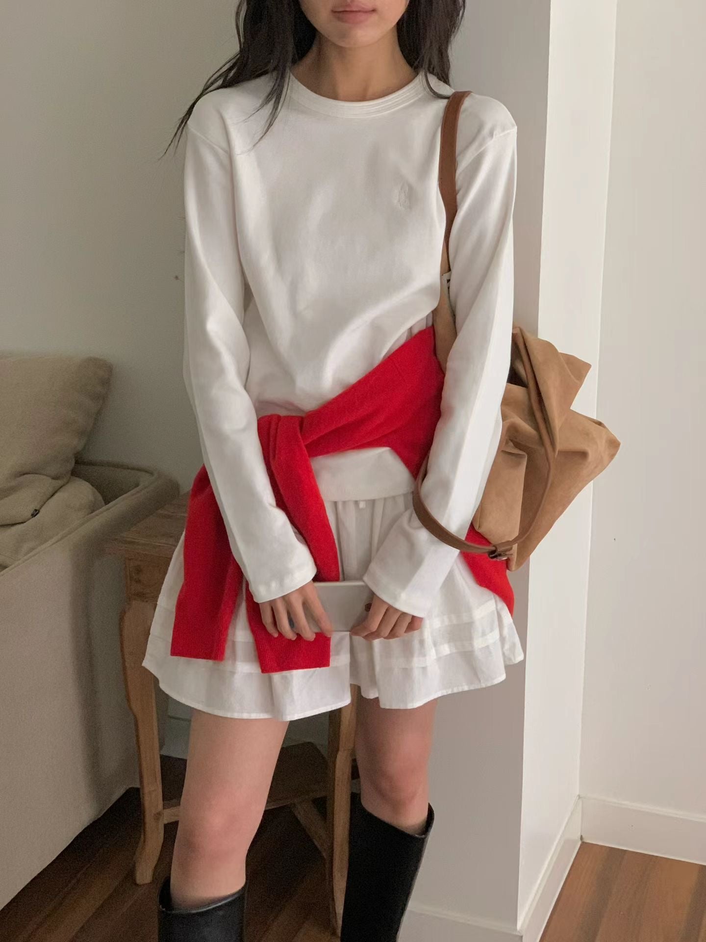 圓領淨色長袖Tee 3色