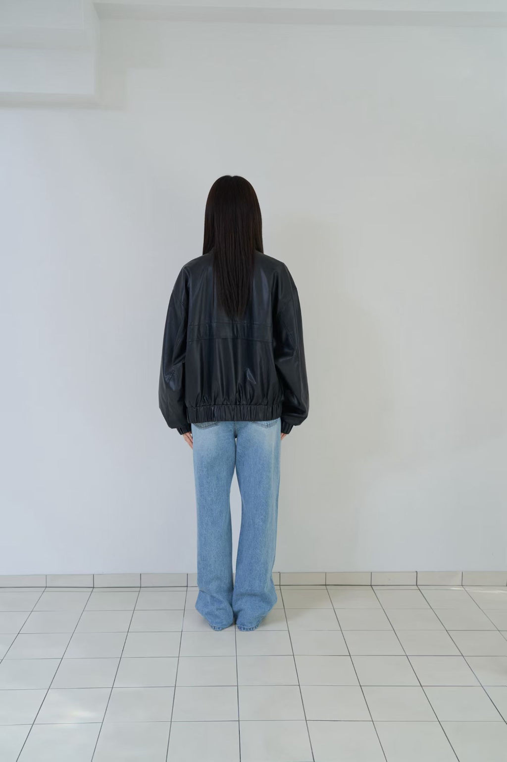 Faux Leather Harrington Jacket