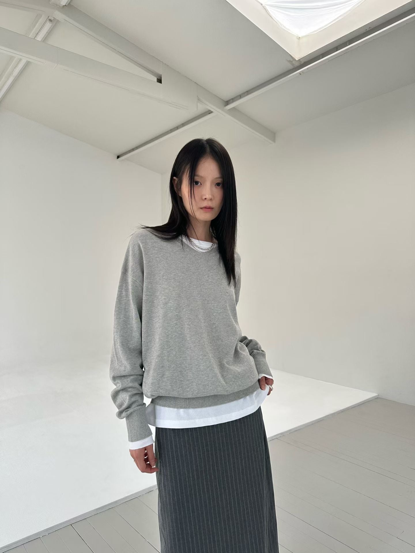 直紋鉛筆裙 2色