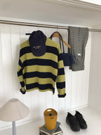 圓領條紋針織上衣 3色