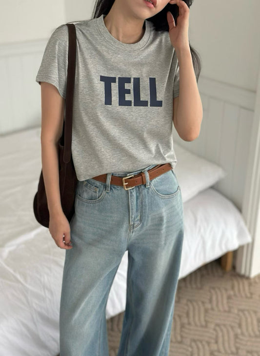 TELL ME字母印花短袖Tee