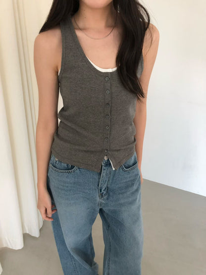Minimalist Button-Front Tank Top (3 Colors)