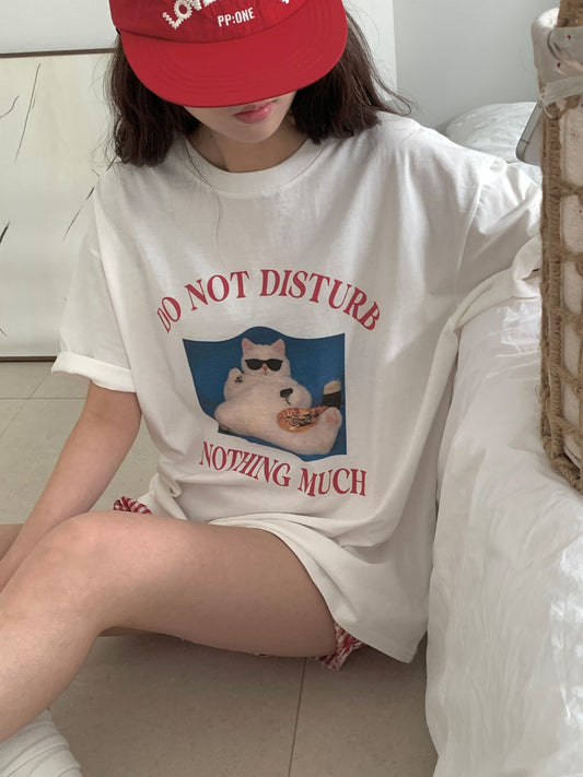 慵懶小貓棉質Tee (3 Colors)