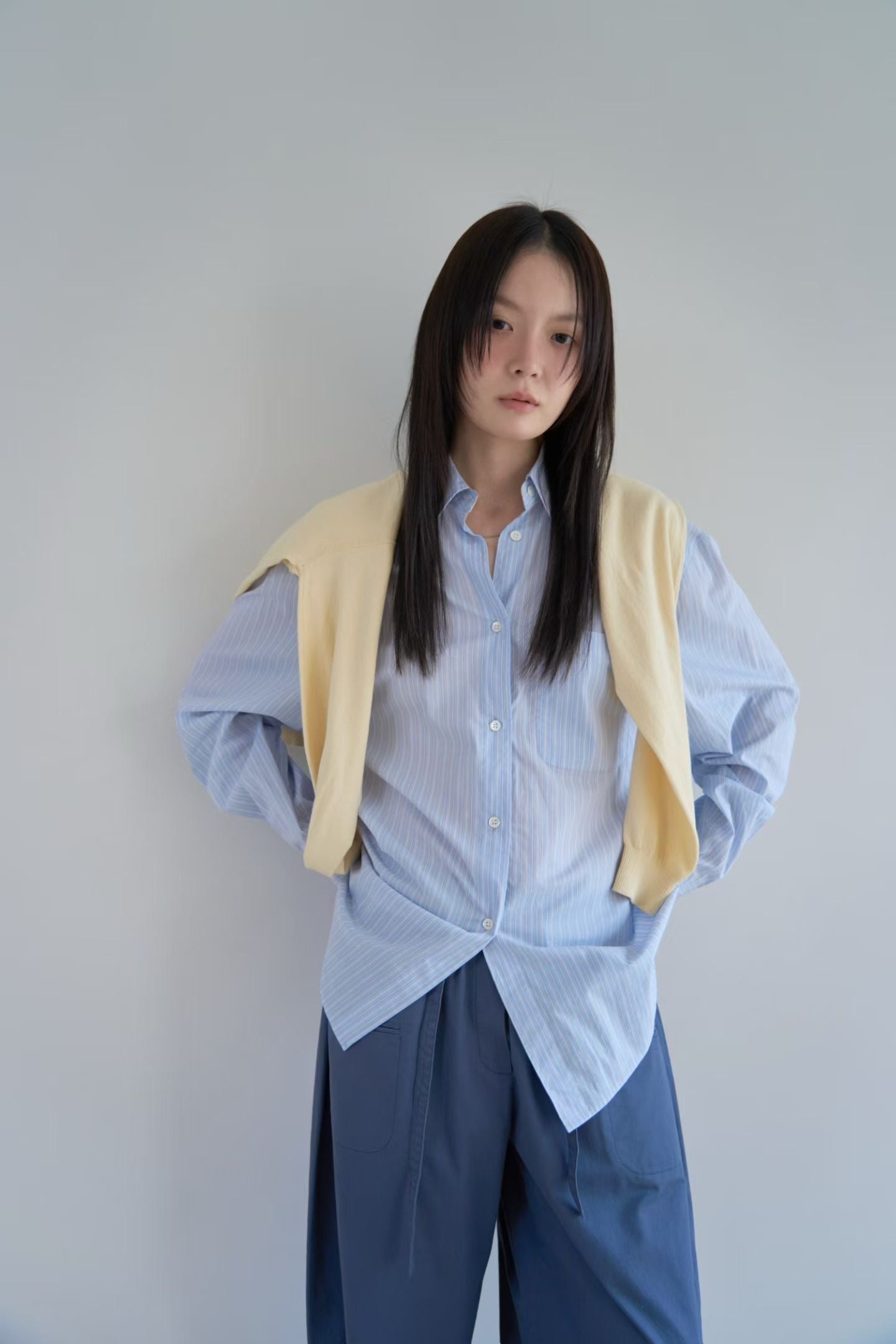 棉質條紋襯衫 (3色)