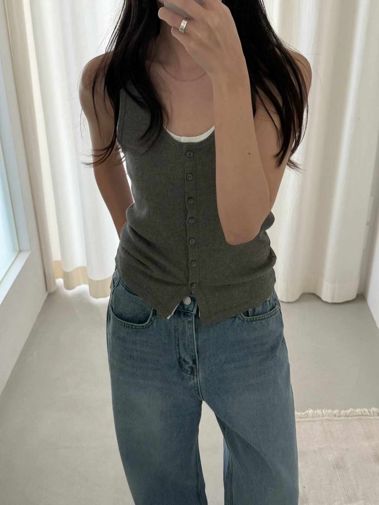 Minimalist Button-Front Tank Top (3 Colors)