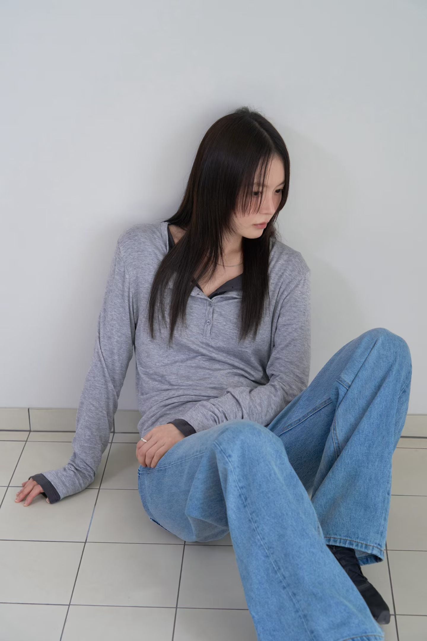 鈕扣長袖Tee (4色)