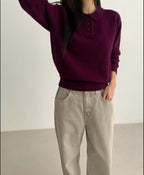 翻領針織上衣 4色