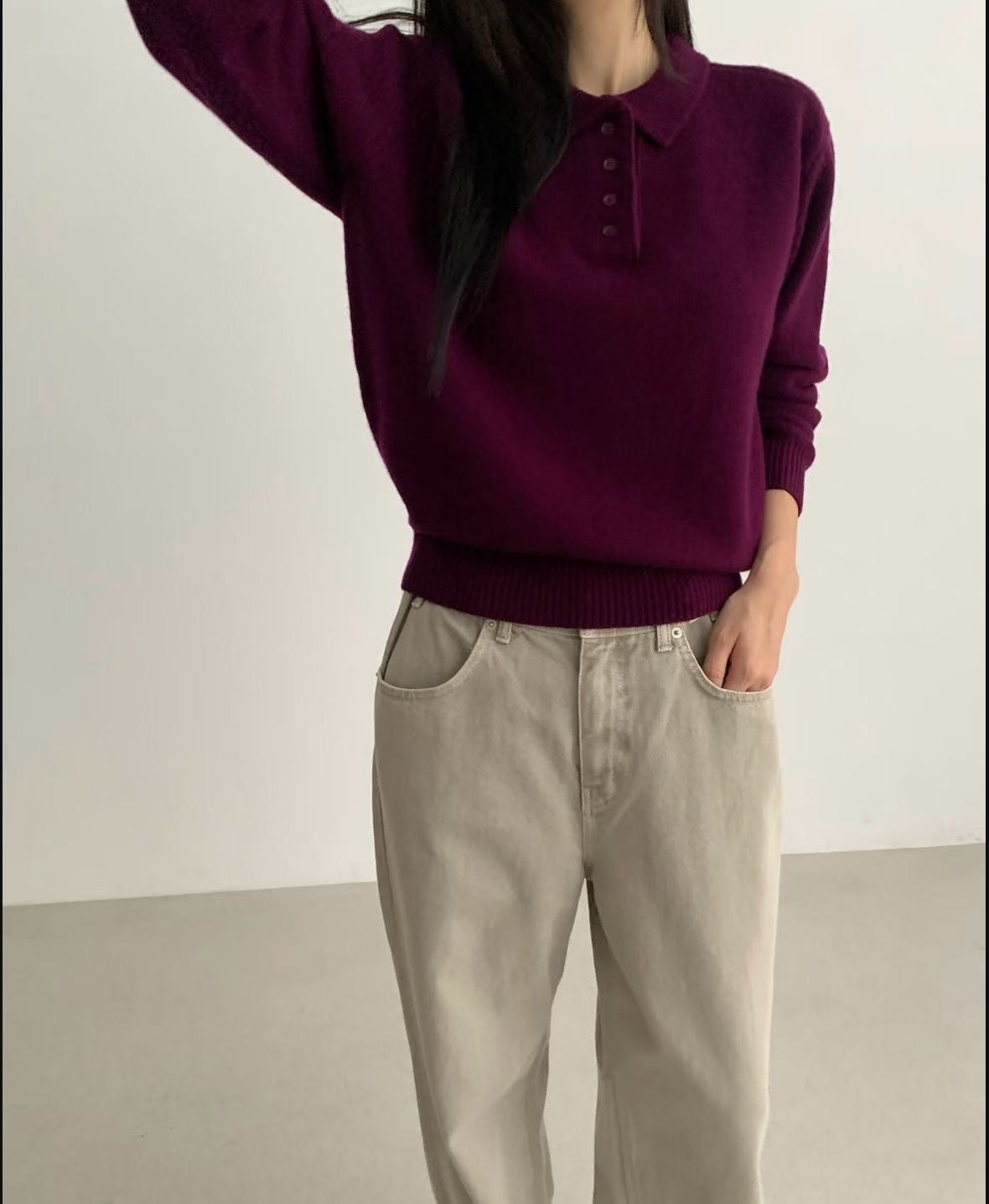 翻領針織上衣 4色