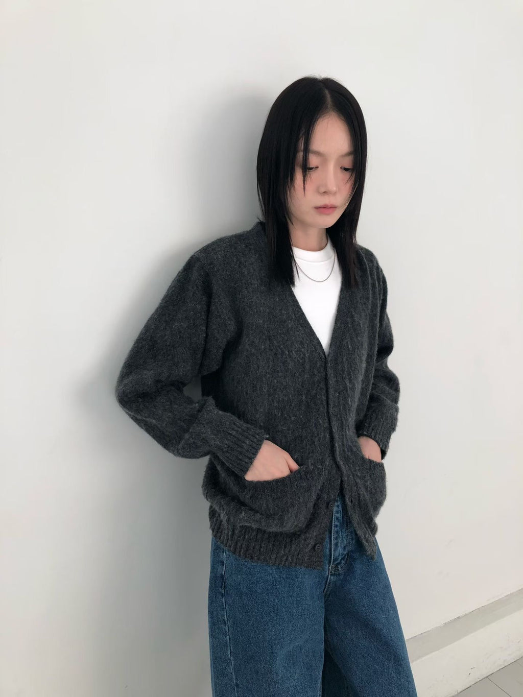 V領排釦針織外套 5色