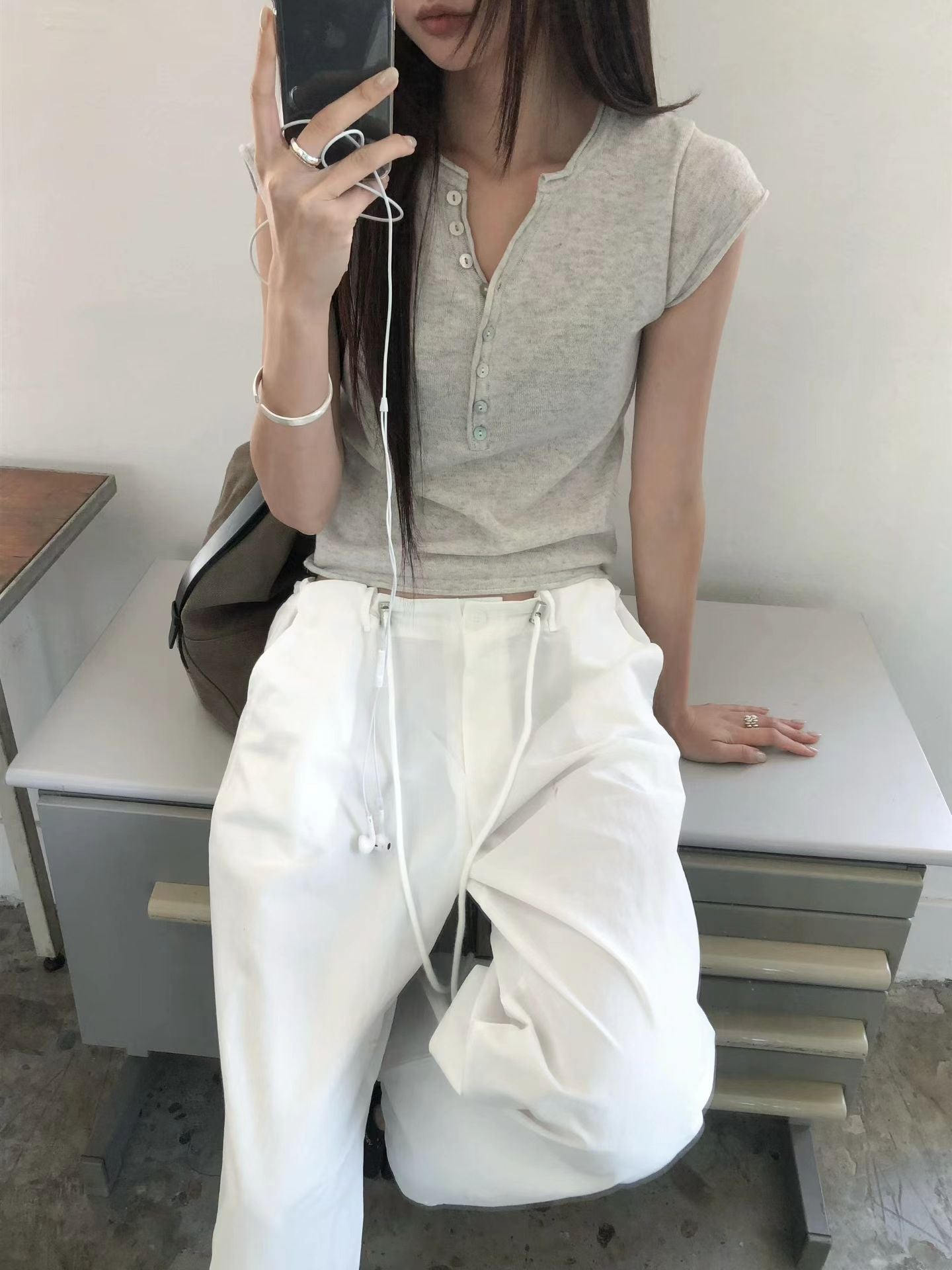 舒適亨利領短袖修身Tee (5 Colors)
