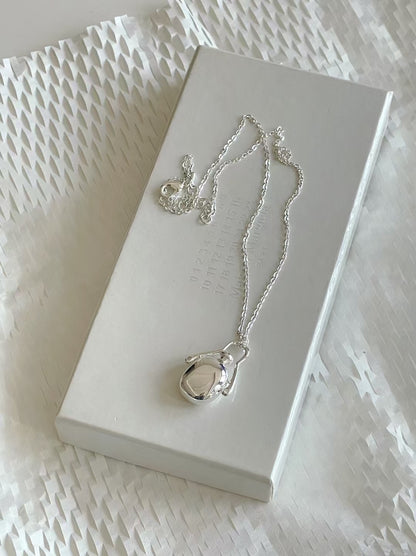 Perfume Bottle Silver Plated Long Necklace