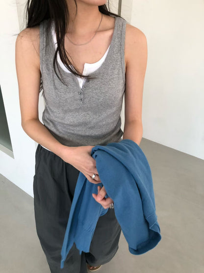 Henley 鈕扣背心 (4 Colors)