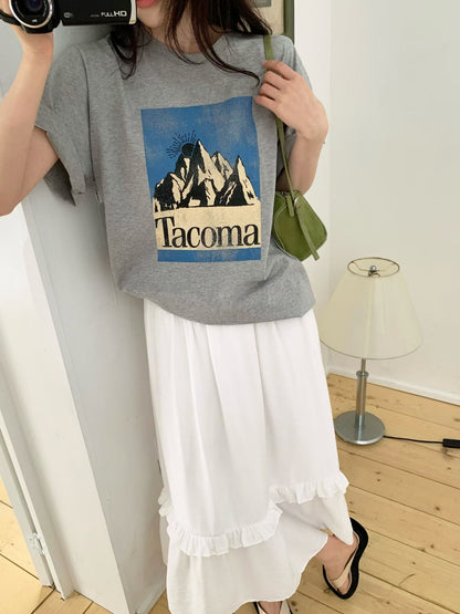 美式復古Tacoma山系印花短袖Tee
