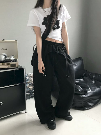 噴漆花卉短版Tee (2 Colors)