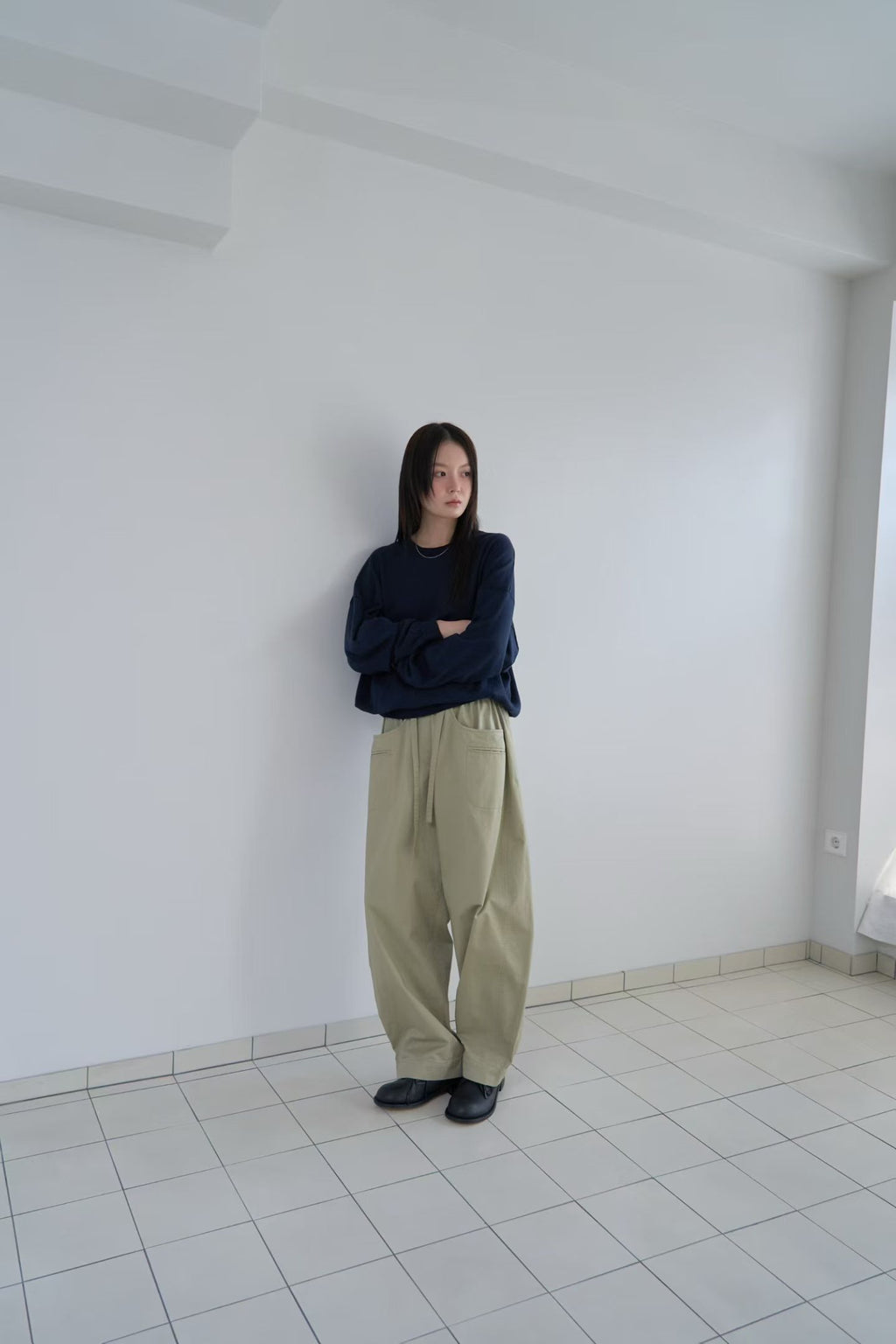 棉質寬鬆長褲 (2色)