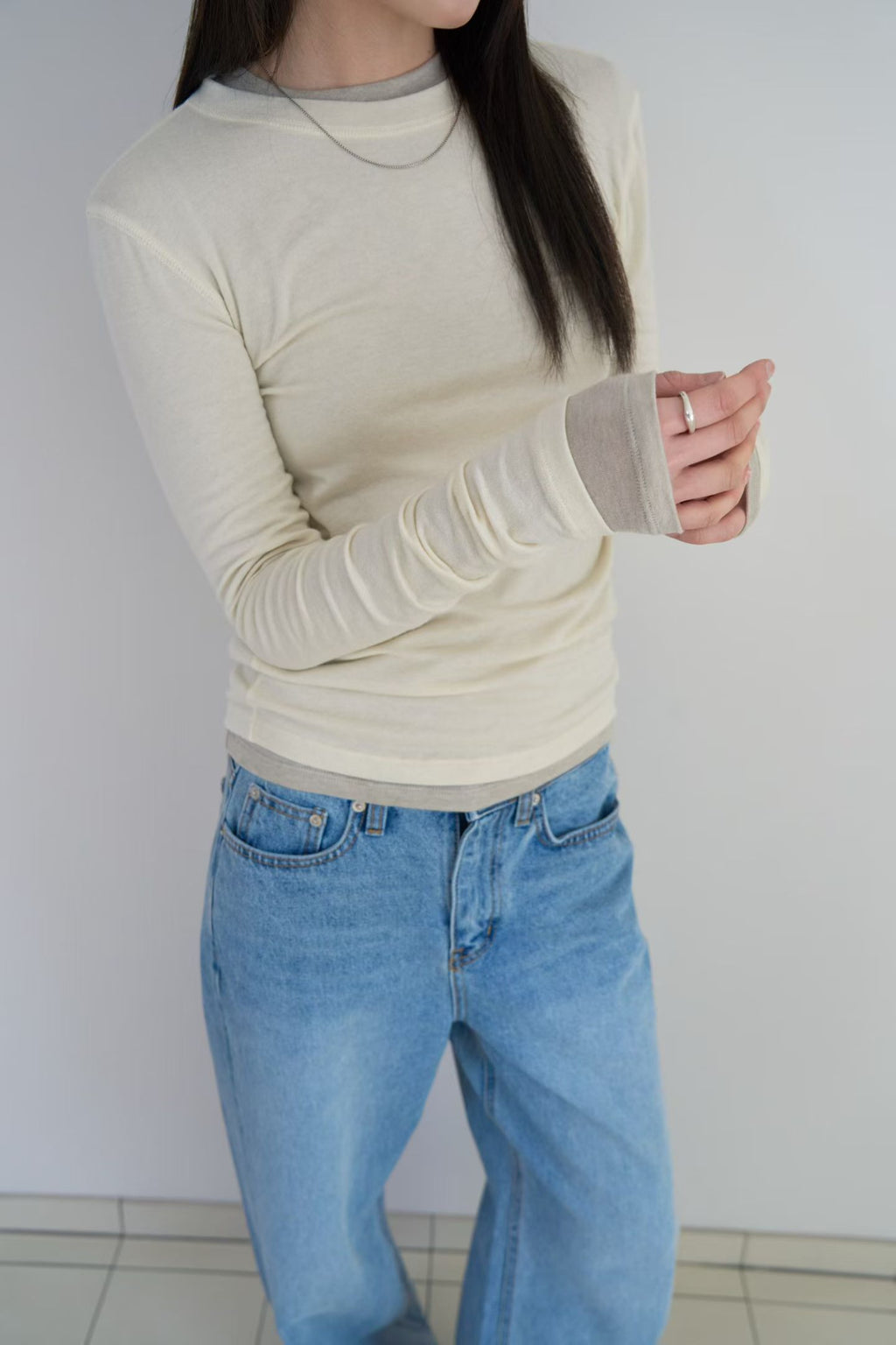 棉質寬鬆牛仔褲