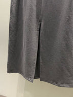 淨色後開叉長裙