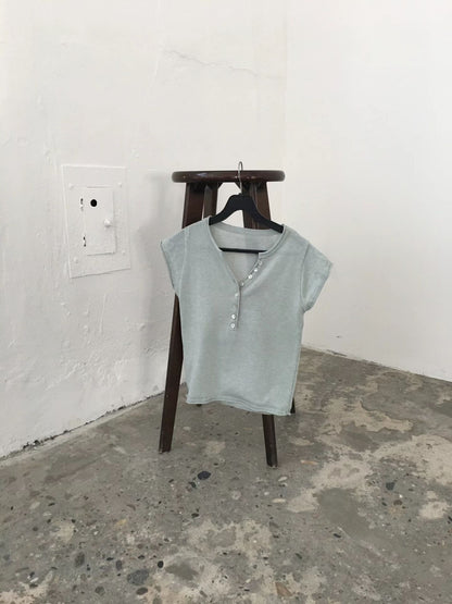 舒適亨利領短袖修身Tee (5 Colors)