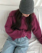 馬海毛圓領針織外套 4色