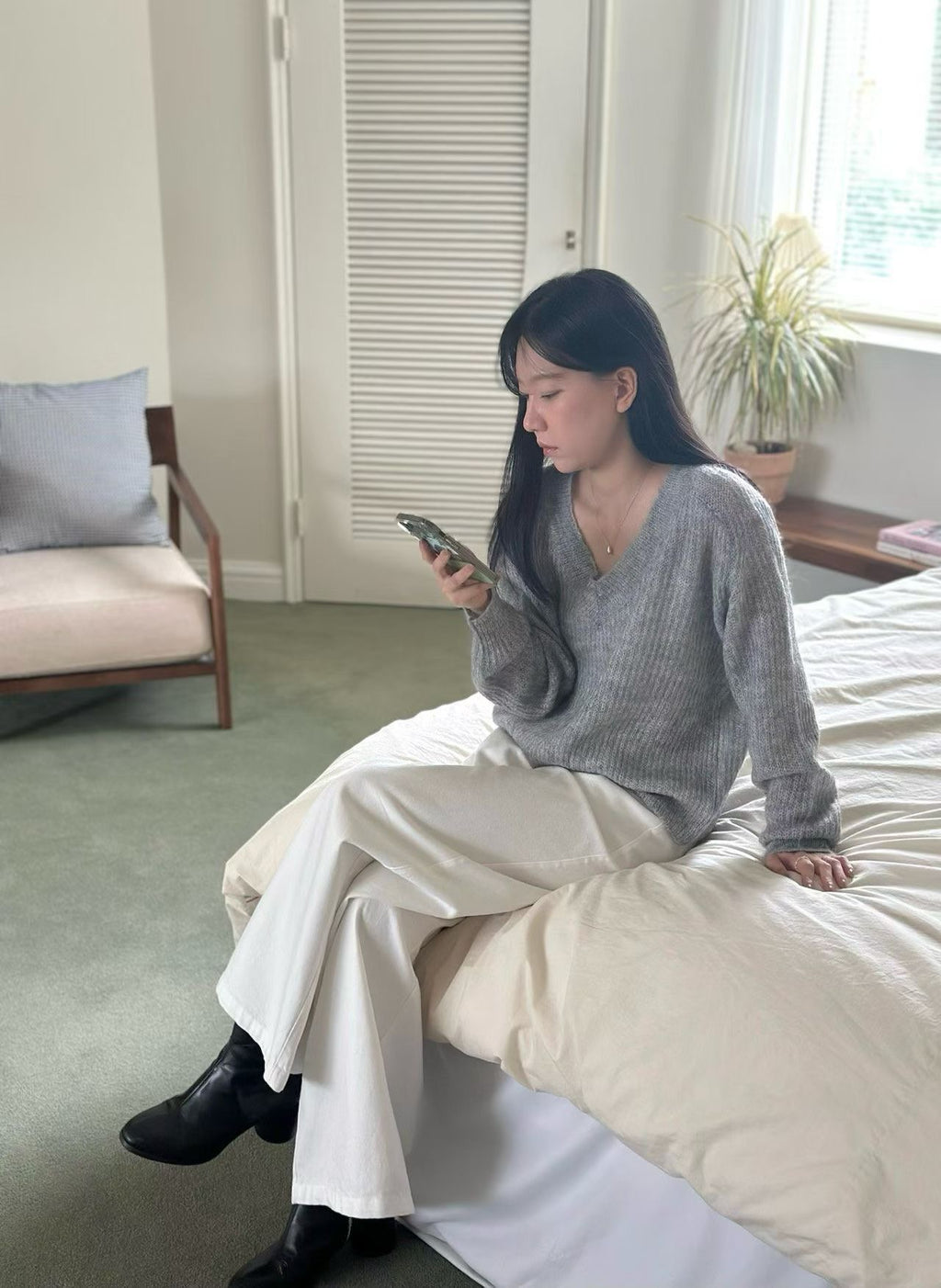 V領針織上衣 4色