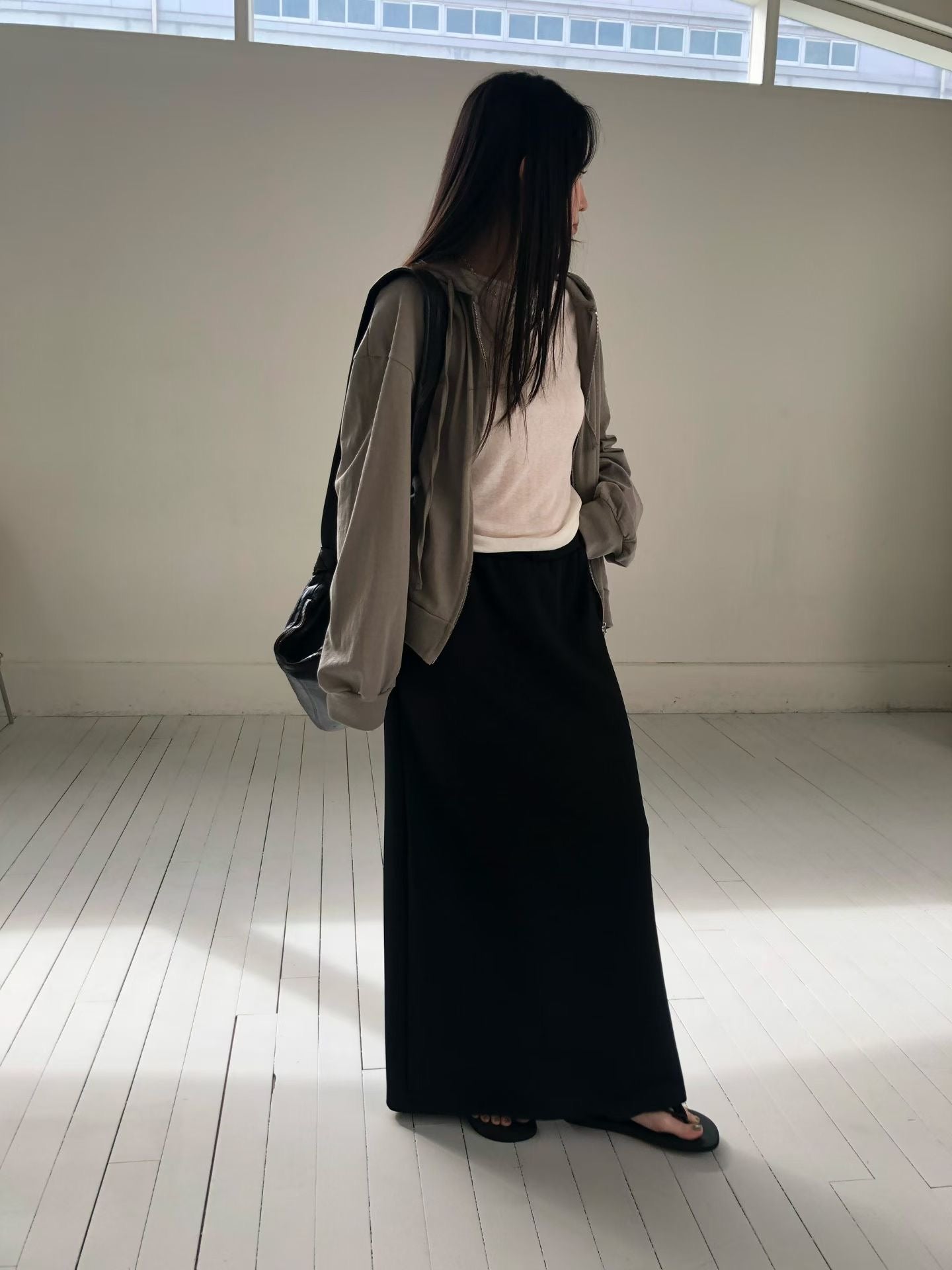 棉質連帽雙向拉鍊外套