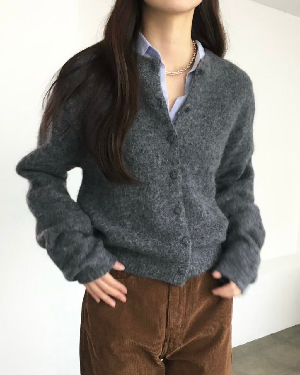 馬海毛圓領針織外套 4色